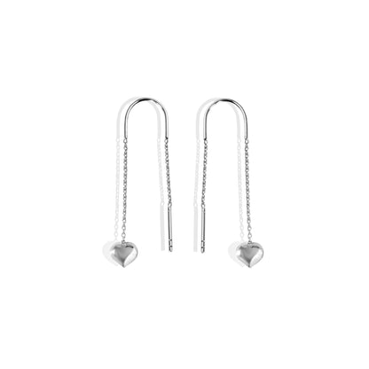 Heart Ear Threader Earrings 14k Gold