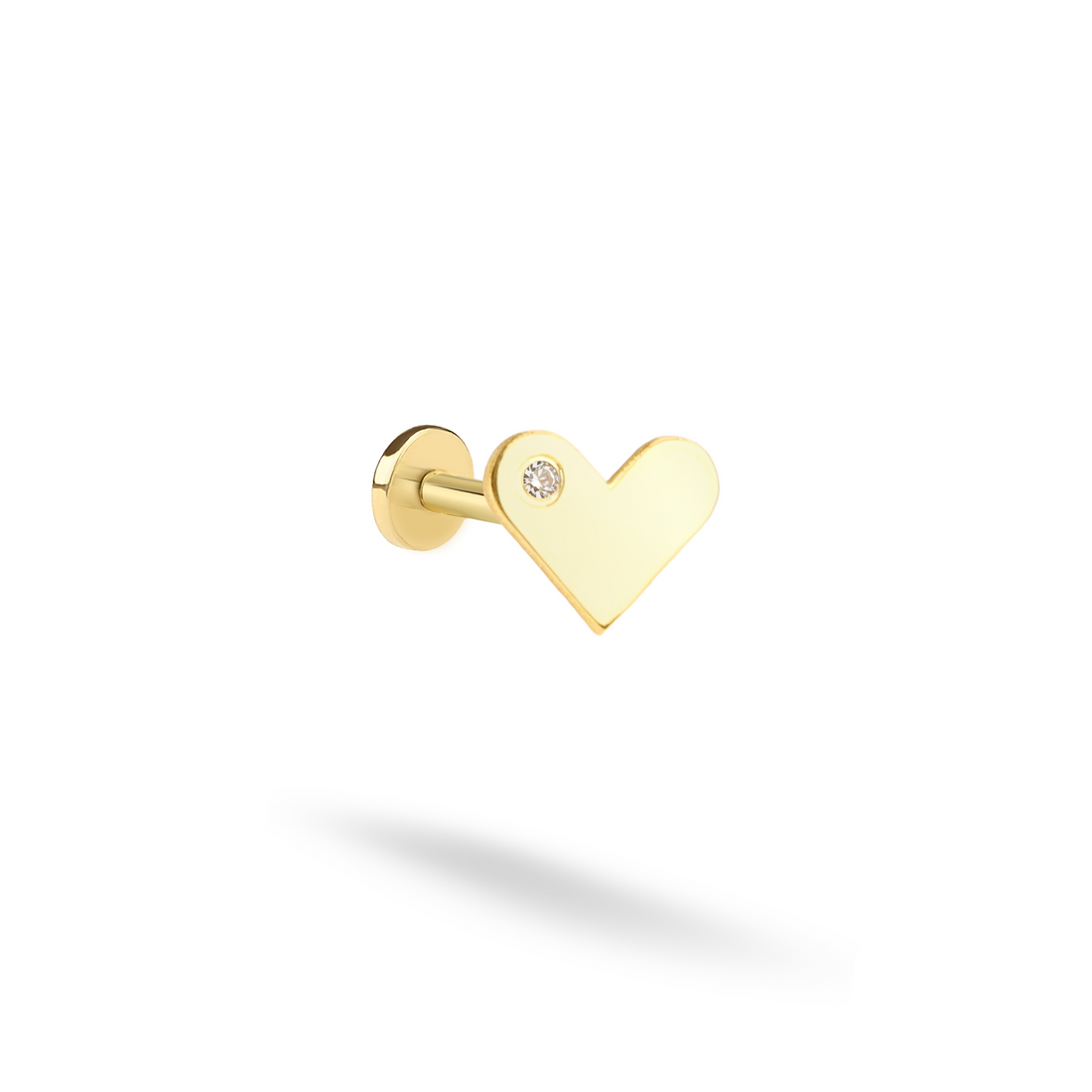 Heart Flatback Ear Piercing 14K Gold