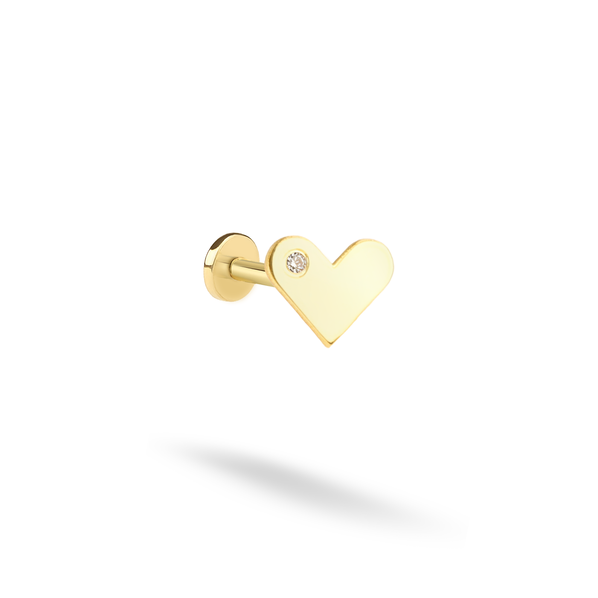 Heart Flatback Ear Piercing 14K Gold