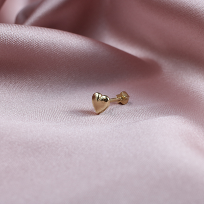 Heart Flatback Ear Piercing 14K Gold