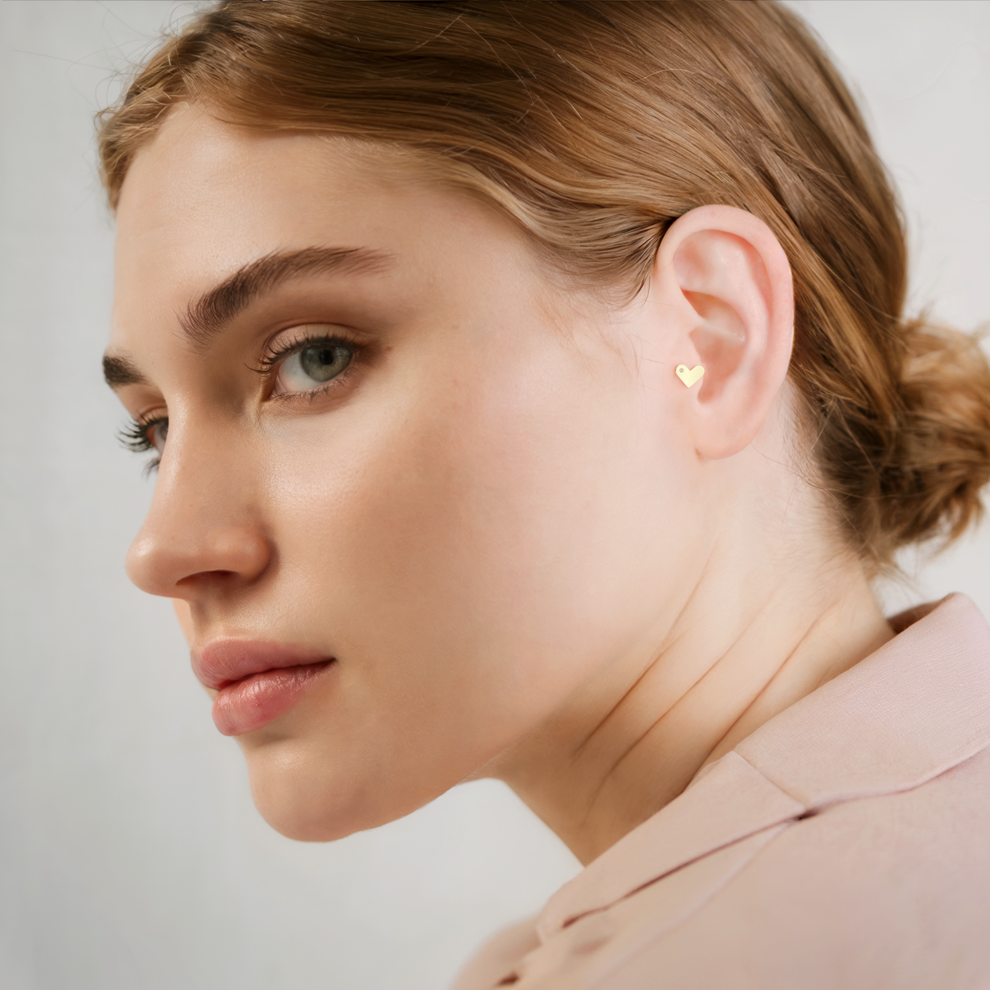 Heart Flatback Ear Piercing 14K Gold