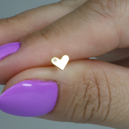 Heart Flatback Ear Piercing 14K Gold
