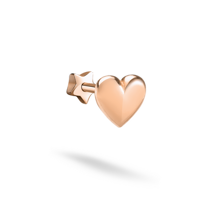 Heart Flatback Ear Piercing 14K Gold