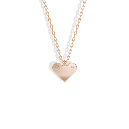 Heart Letter Diamond Personalized Custom Necklace 14K Gold / Silver