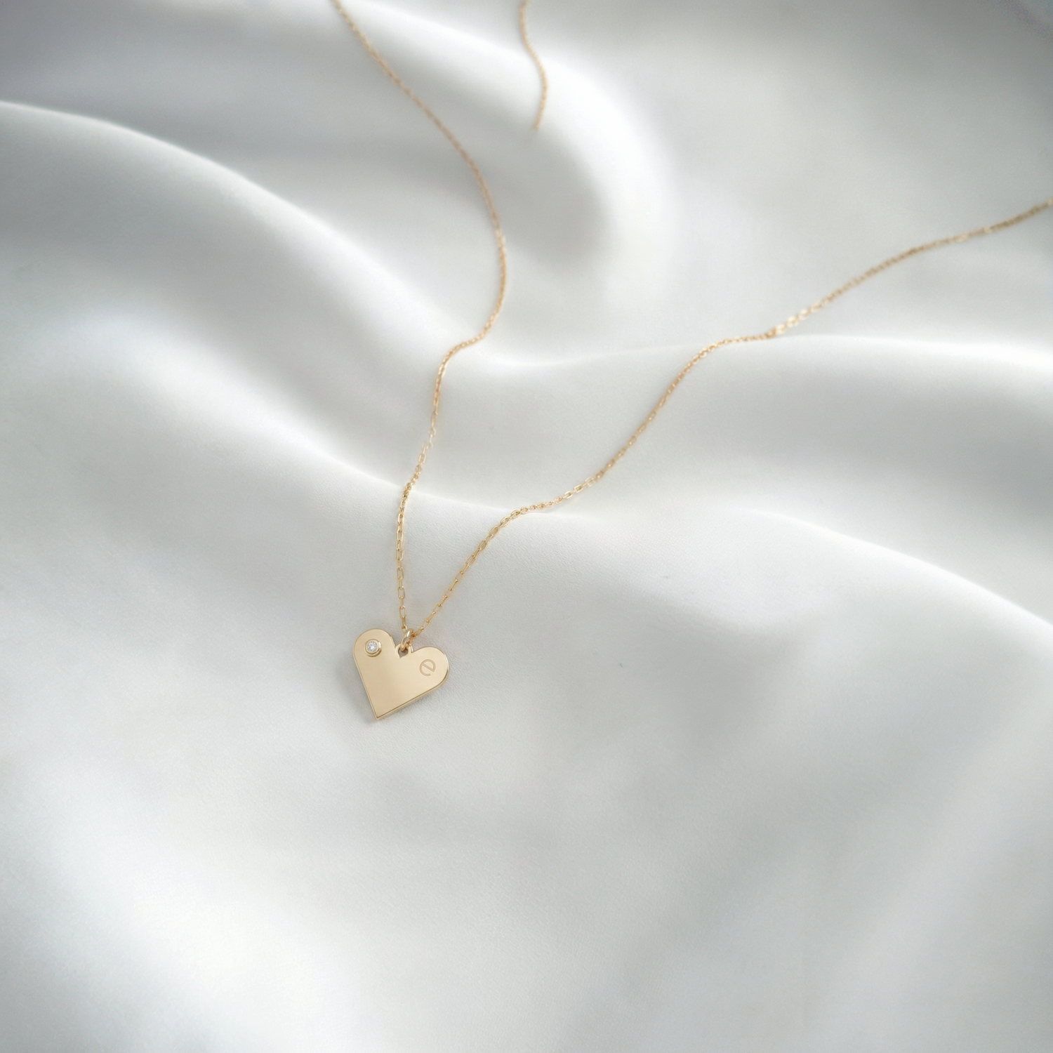 Heart Letter Diamond Personalized Custom Necklace 14K Gold / Silver