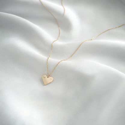 Heart Letter Diamond Personalized Custom Necklace 14K Gold / Silver