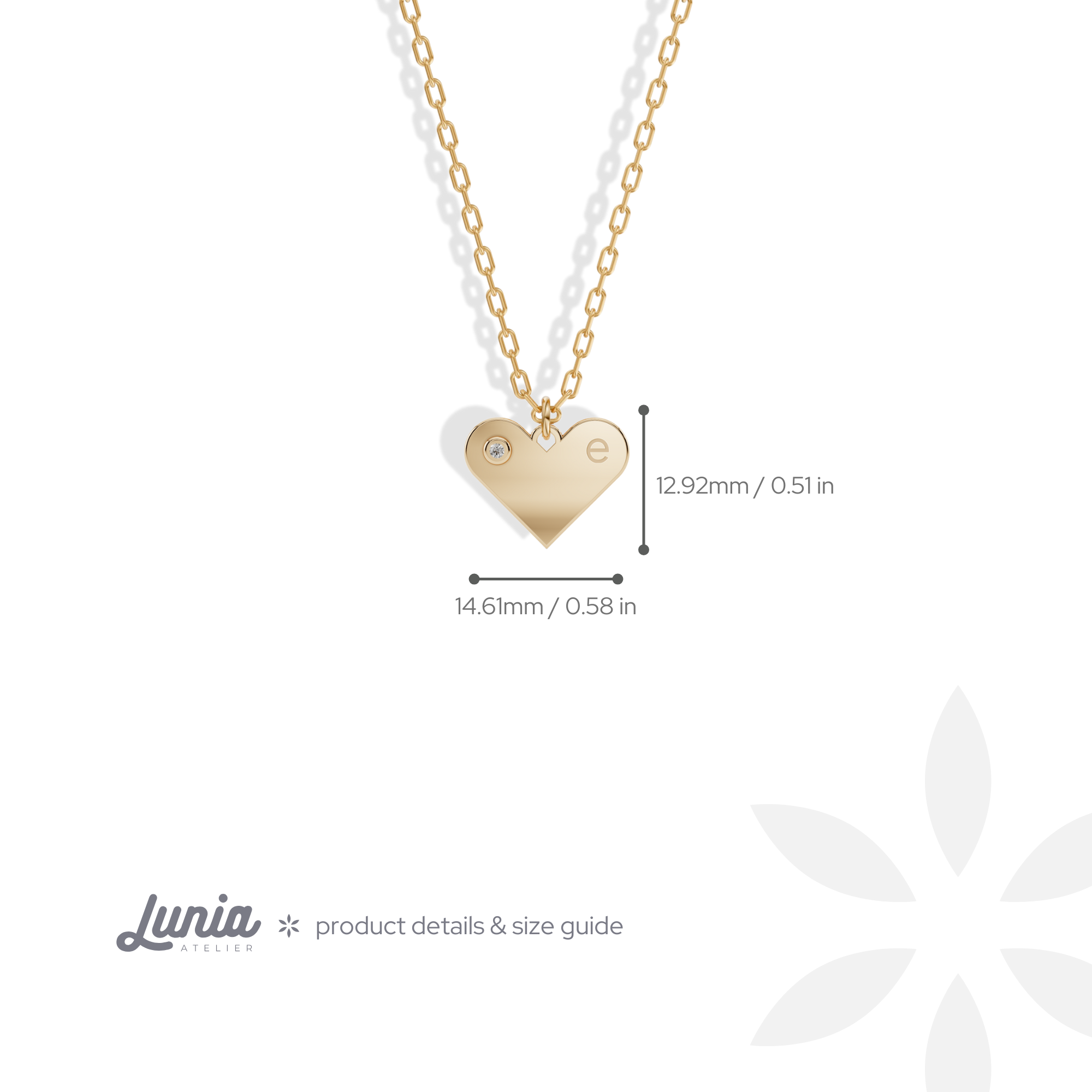 Heart Letter Diamond Personalized Custom Necklace 14K Gold / Silver