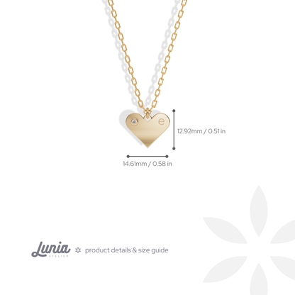 Heart Letter Diamond Personalized Custom Necklace 14K Gold / Silver