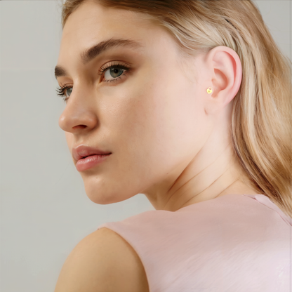 Heart Lock initial Flatback Ear Piercing 14K Gold