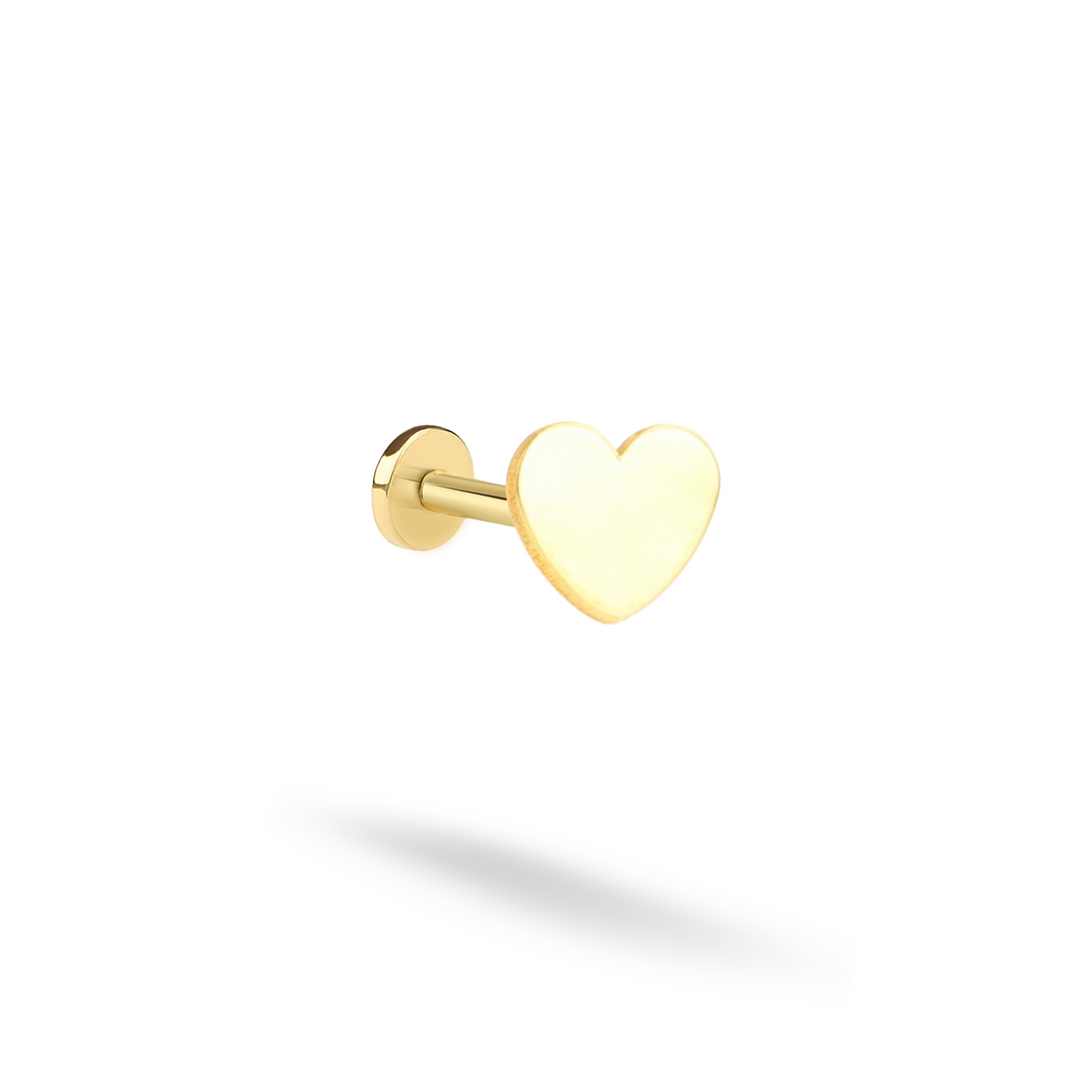 Heart-Shaped Love Flatback Ear Piercing 14K Gold