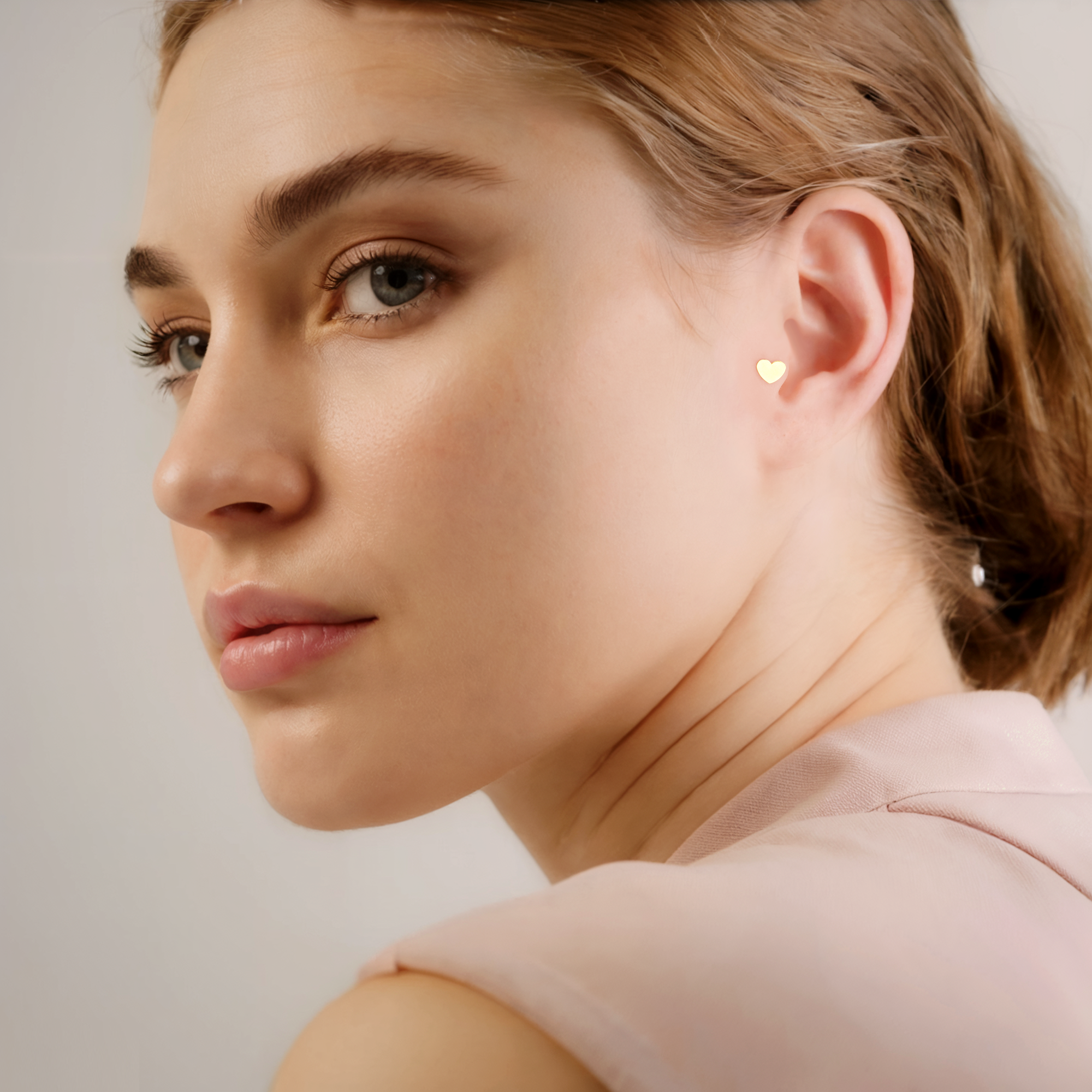 Heart Love Flatback Ear Piercing 14K Gold