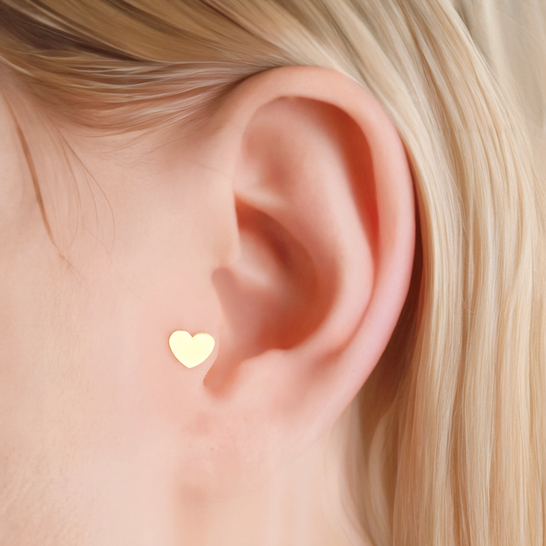 Heart Love Flatback Ear Piercing 14K Gold