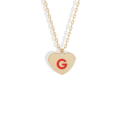 Heart Love Initial Letter Custom Necklace 14K Gold with personalized heart charm and custom letter detail