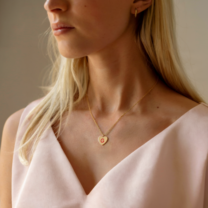 Heart Love Initial Letter Custom Necklace 14K Gold / Silver