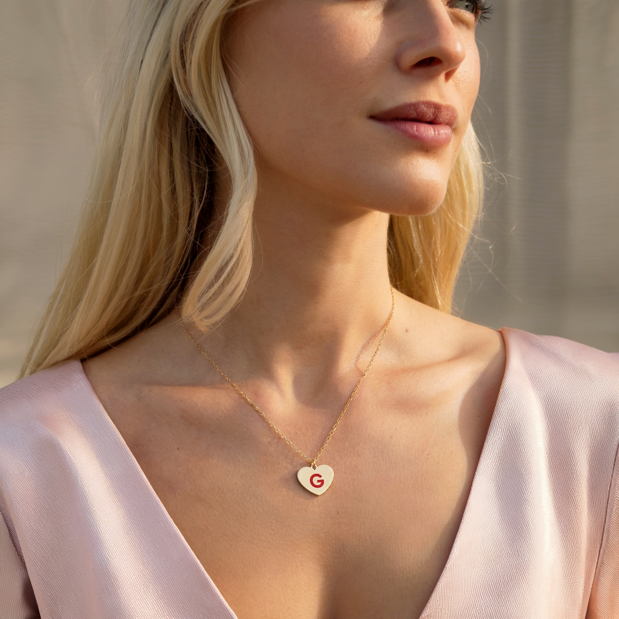 Heart Love Initial Letter Custom Necklace Silver version personalized letter necklace, nickel free and hand crafted