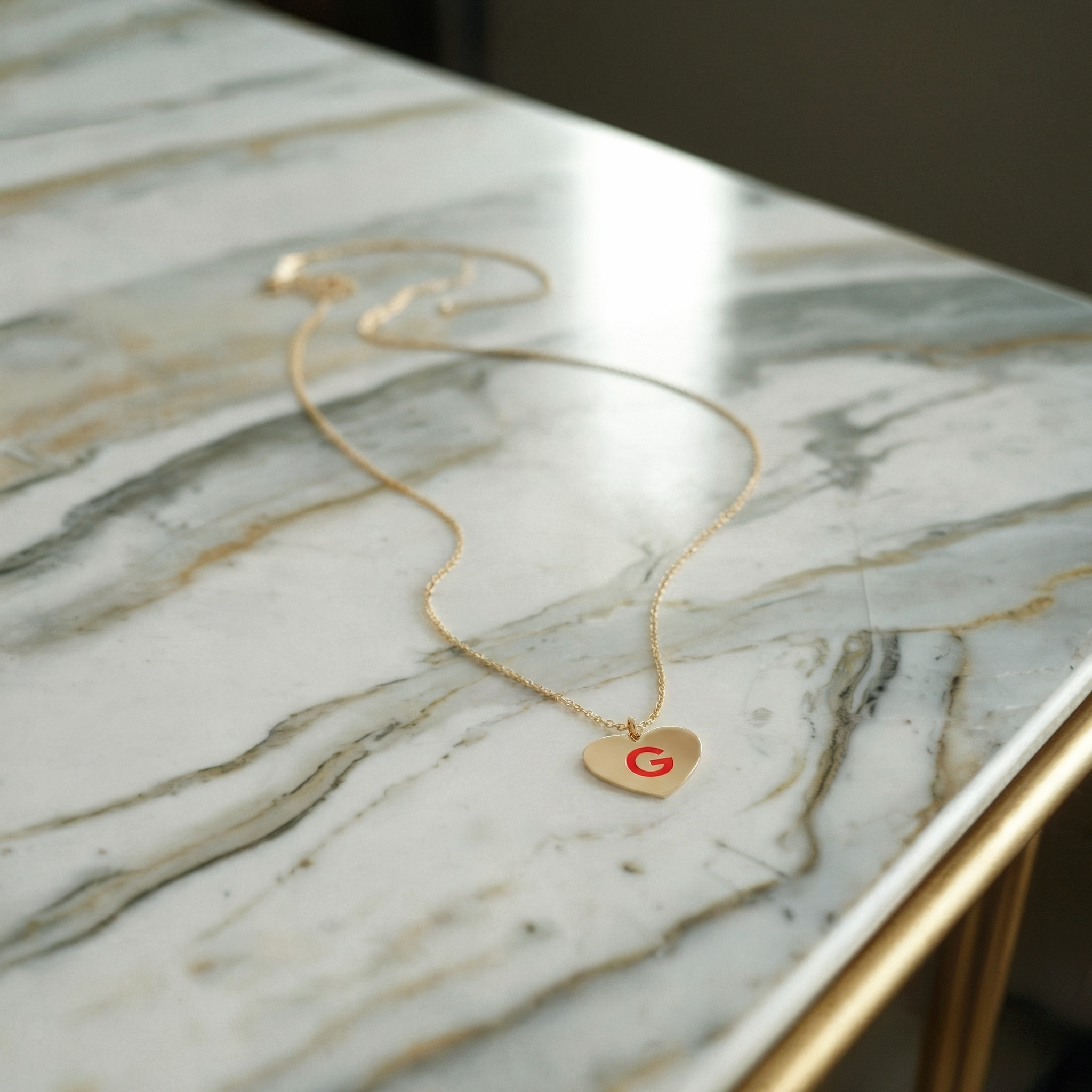 Heart Love Initial Letter Custom Necklace 14K Gold / Silver