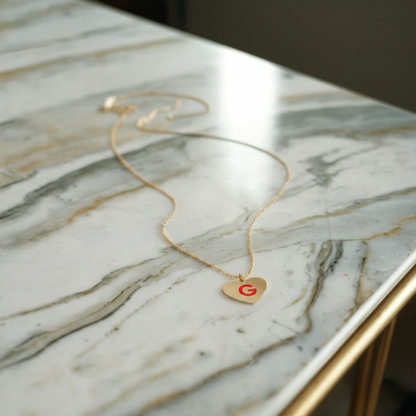 Heart Love Initial Letter Custom Necklace 14K Gold / Silver
