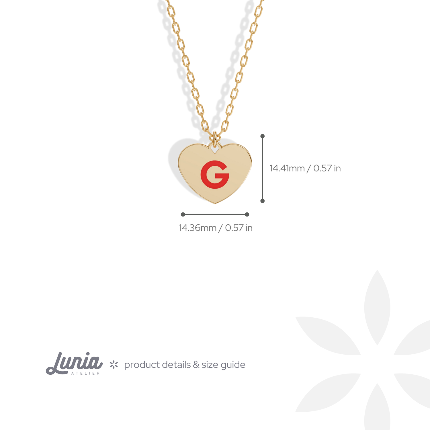 Heart Love Initial Letter Custom Necklace 14K Gold / Silver