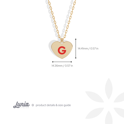 Heart Love Initial Letter Custom Necklace 14K Gold / Silver