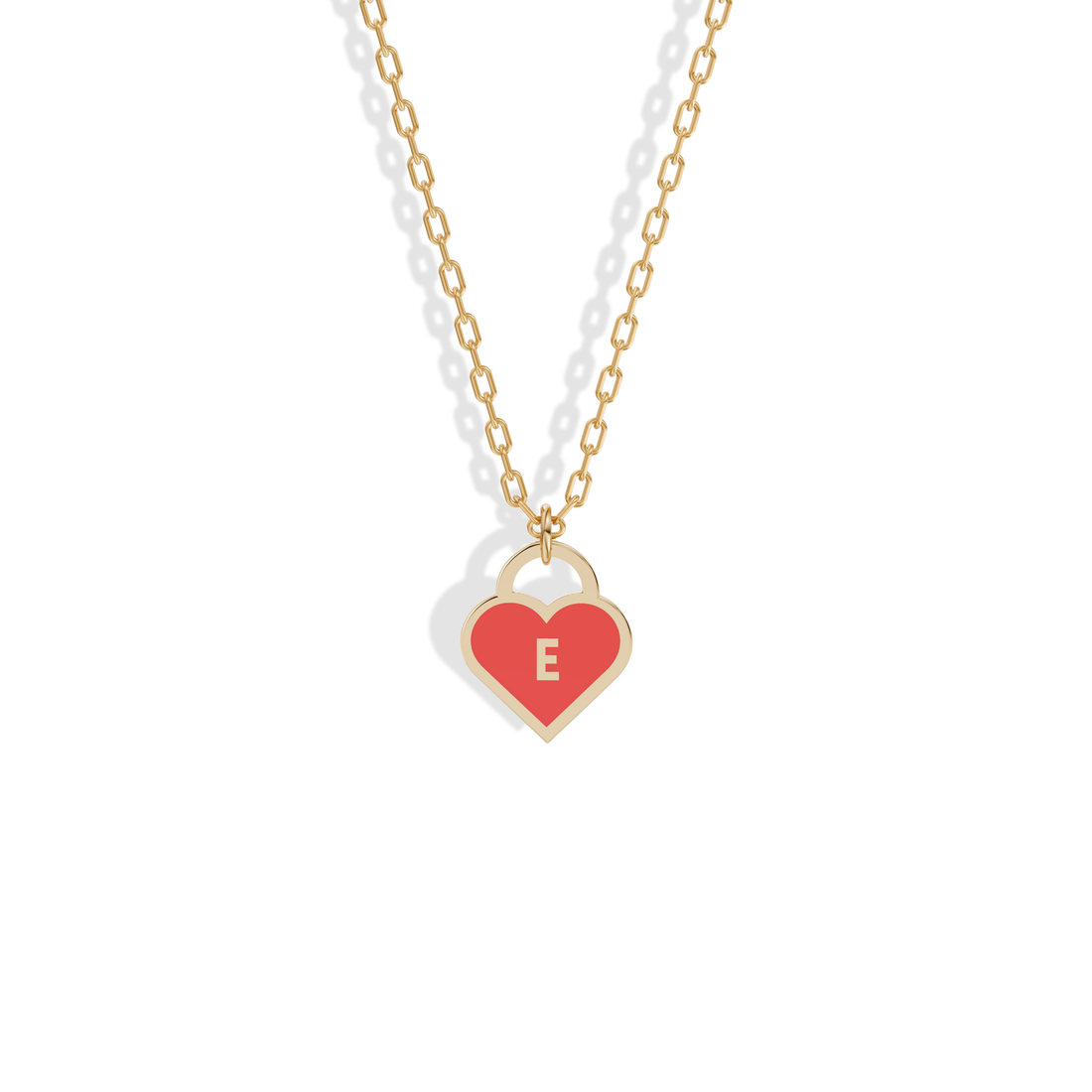Heart Padlock Letter Personalized Custom Necklace 14K Gold / Silver with enameled lock and key detail