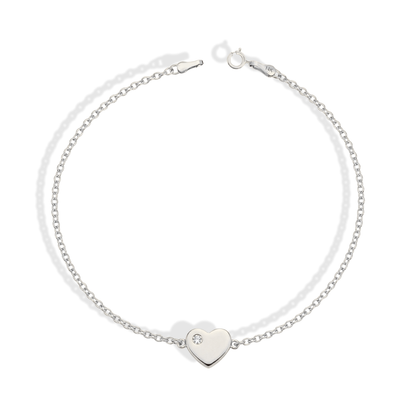 Heart Solitaire Love Diamond Bracelet 14K Gold / Silver