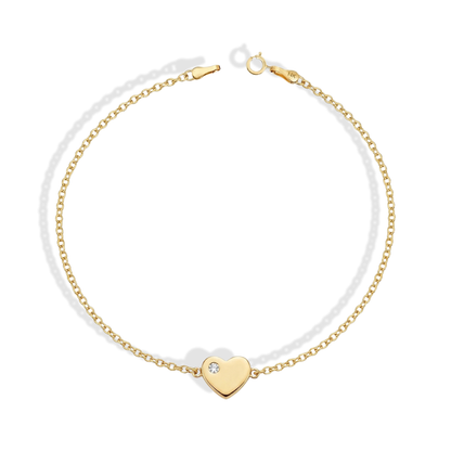 Heart Solitaire Love Diamond Bracelet 14K Gold / Silver