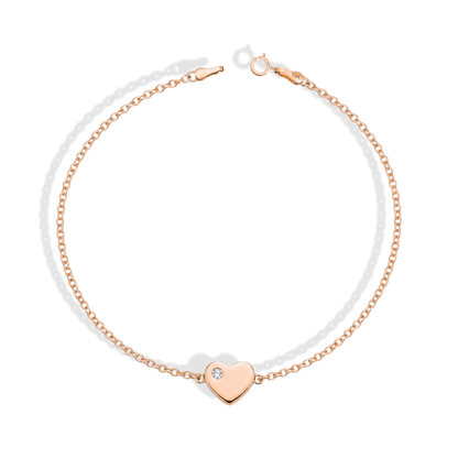 Heart Solitaire Love Diamond Bracelet 14K Gold / Silver