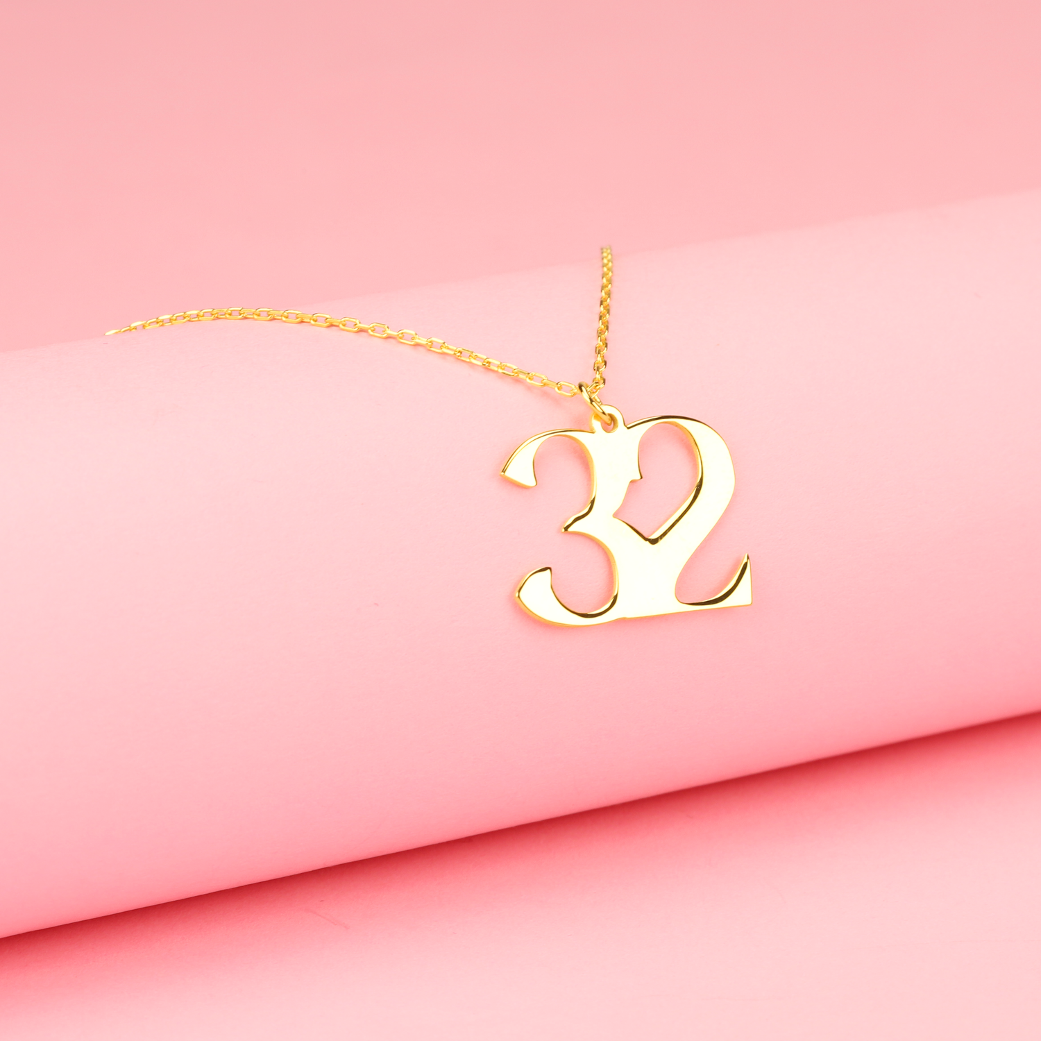 Heritage Personalized Number Custom Necklace 14K Gold