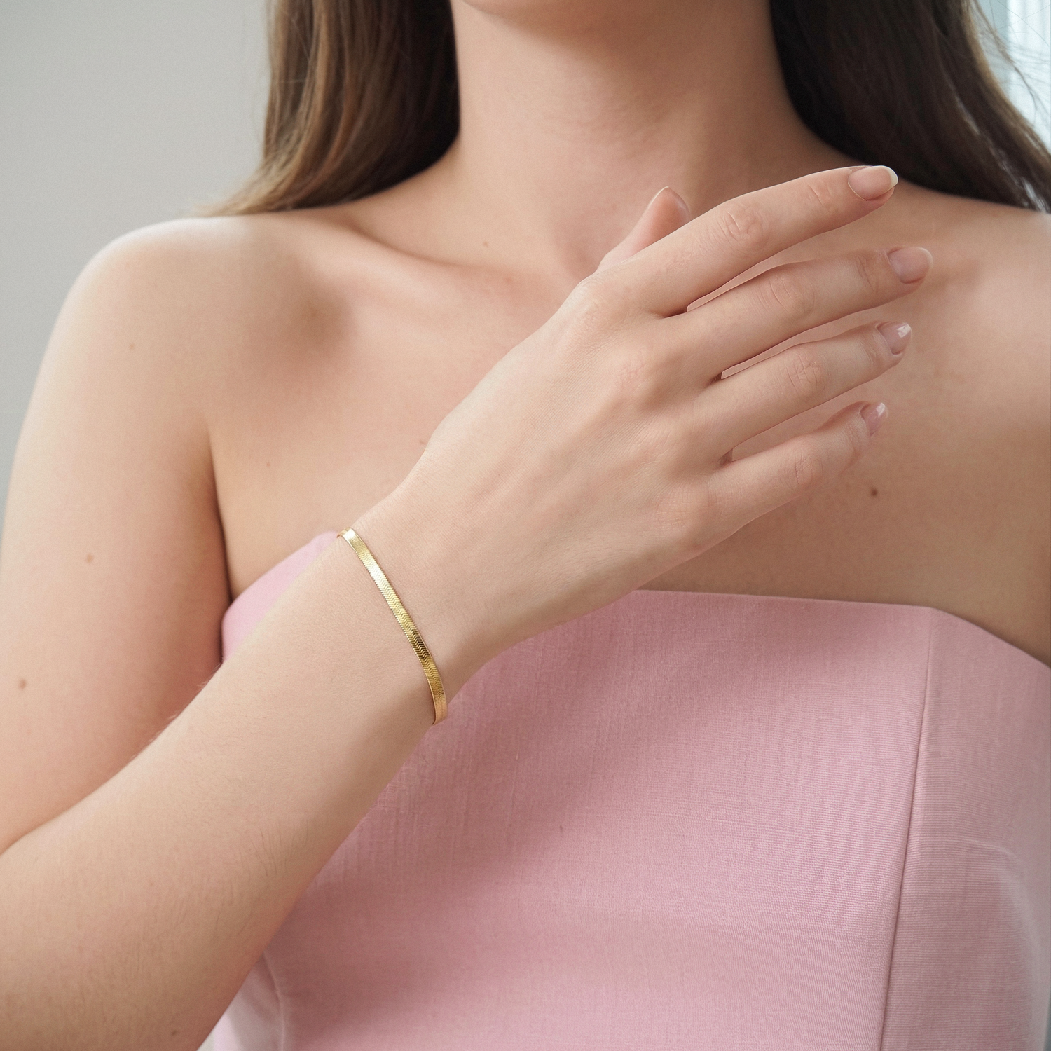 Shining Wave Chain Bracelet 14K Gold