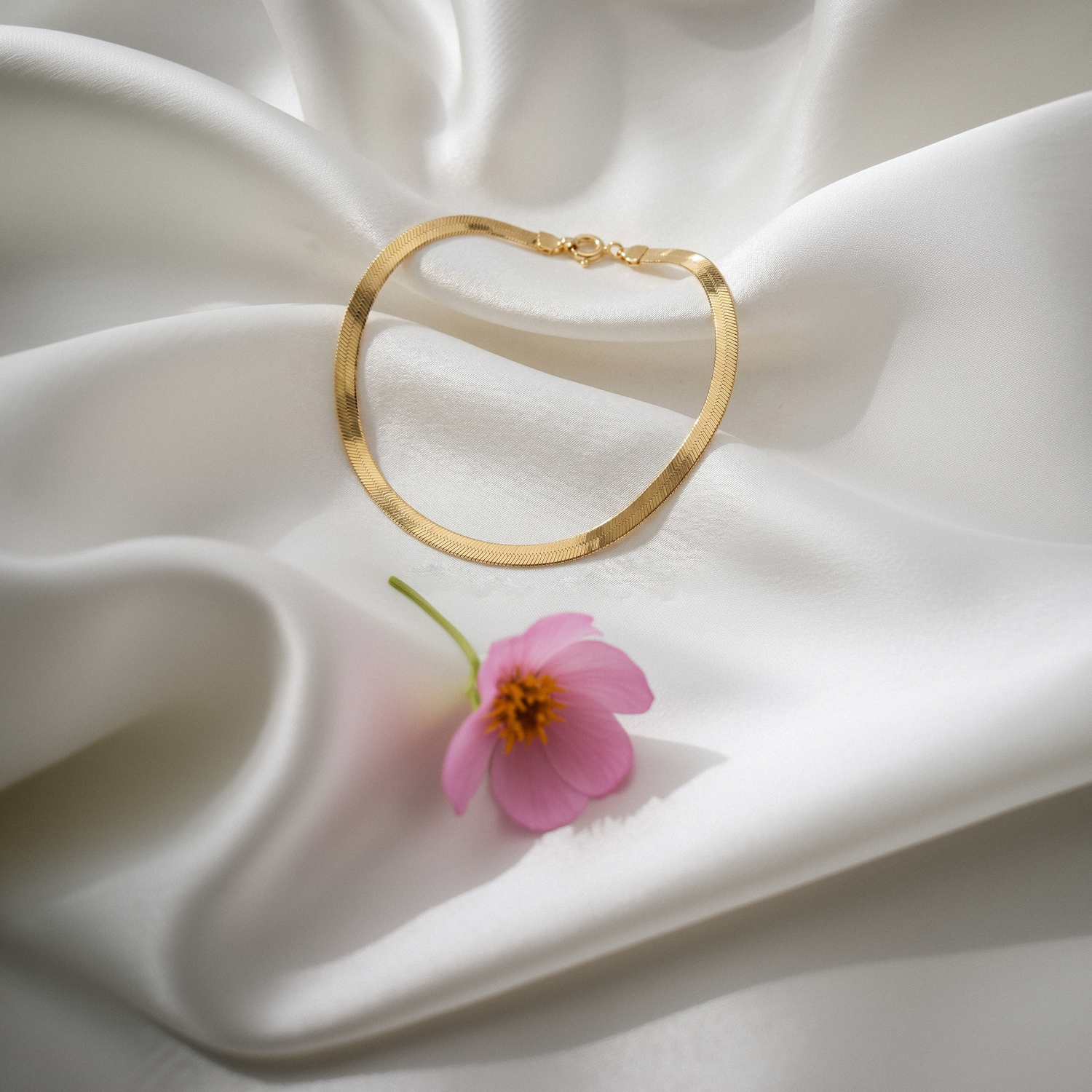 Shining Wave Chain Bracelet 14K Gold