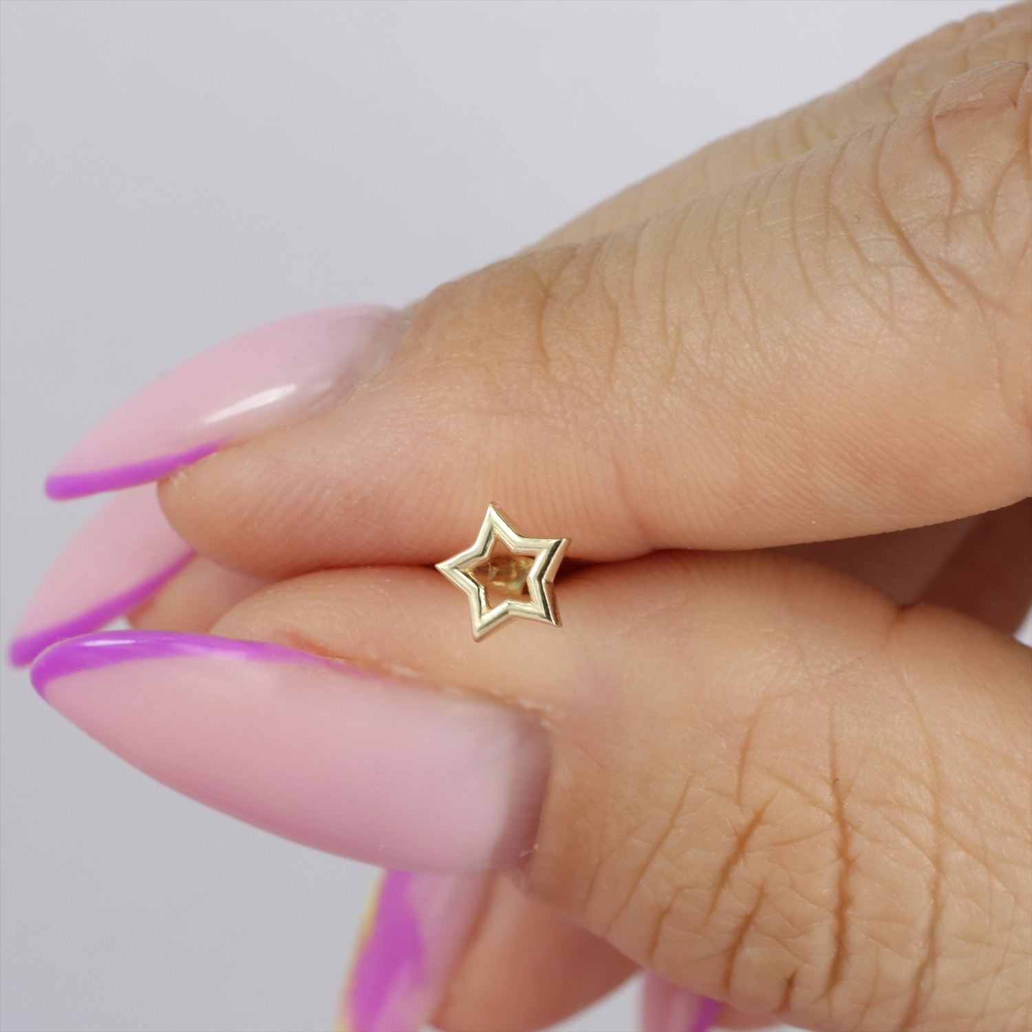 Hollow Star Flatback Ear Piercing 14K Gold