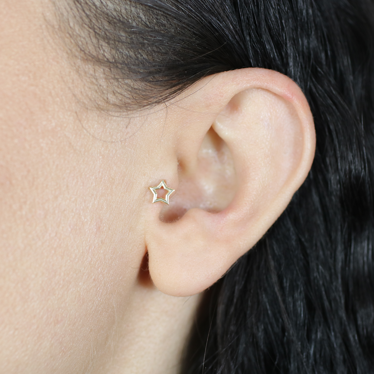 Stellar Outline Flatback Ear Piercing 14K Gold
