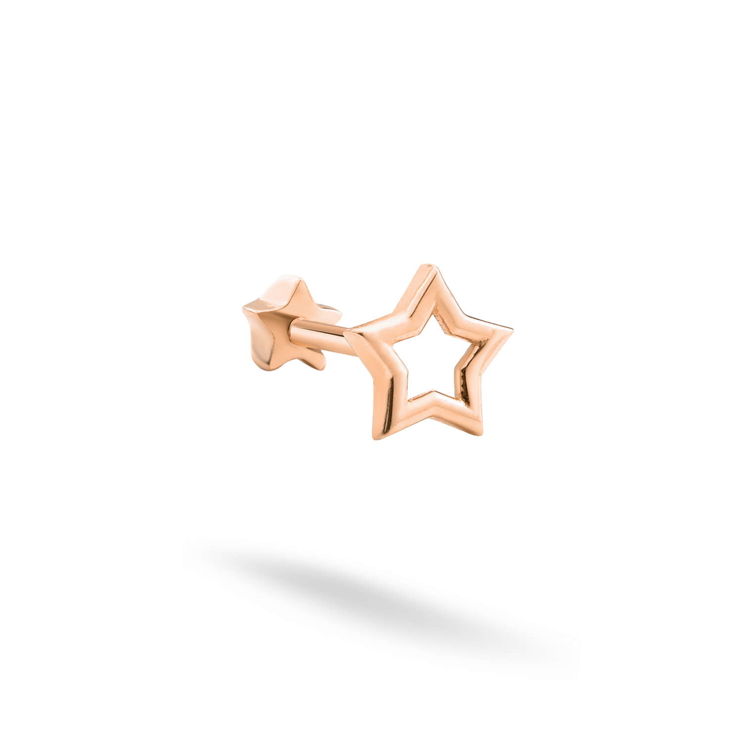 Hollow Star Flatback Ear Piercing 14K Gold