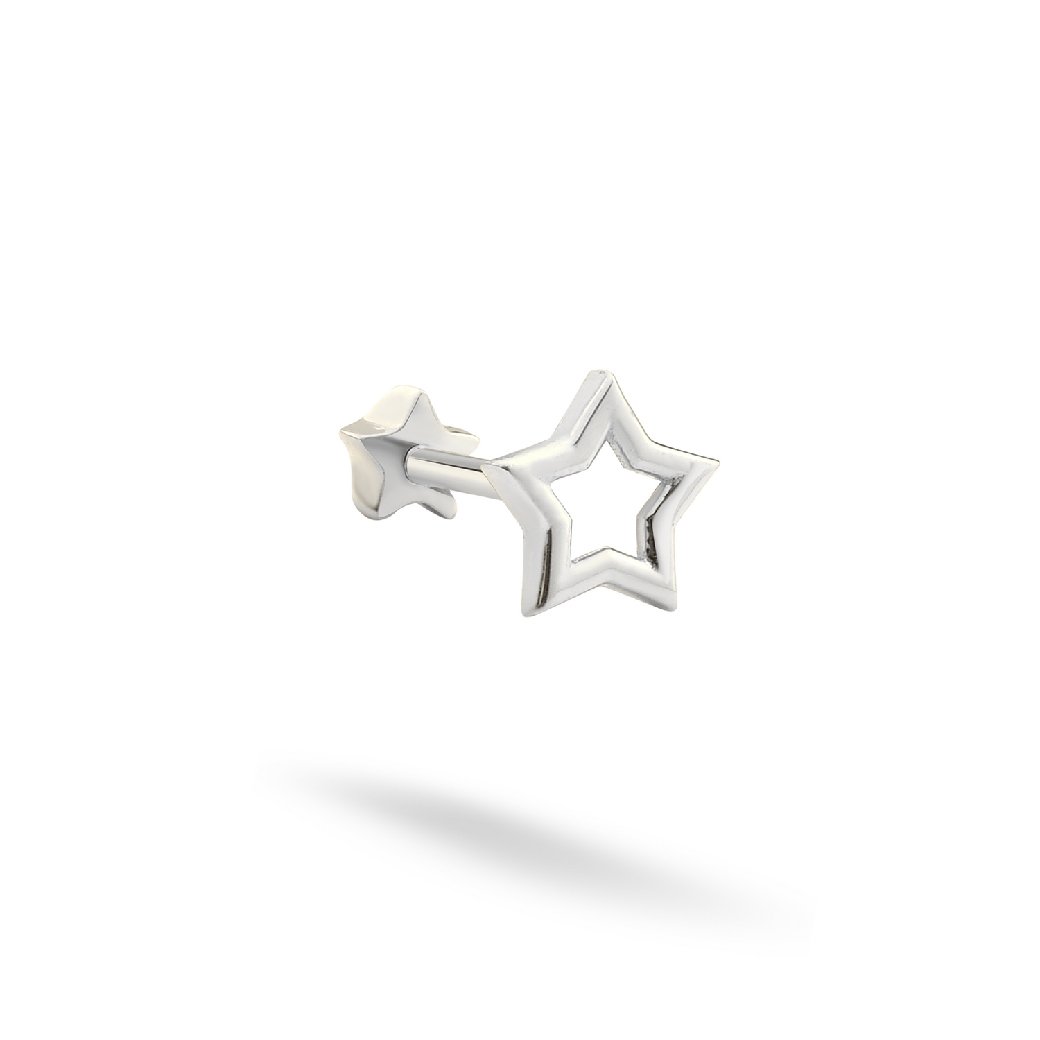 Hollow Star Flatback Ear Piercing 14K Gold