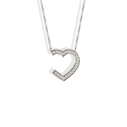 Hollow Stone Frame Heart Necklace 14K Gold / Silver