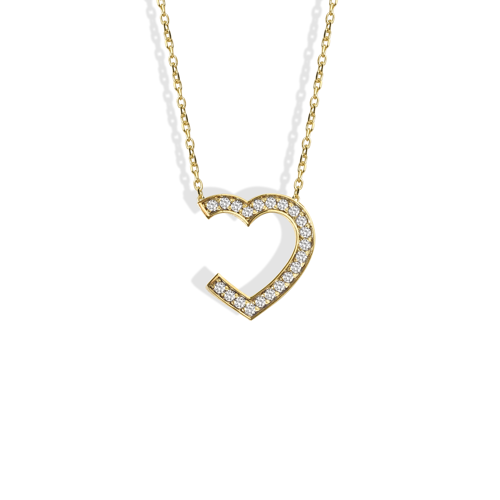 Hollow Stone Frame Heart Necklace 14K Gold / Silver, a hand crafted love necklace inspired by diamond jewelry, perfect for timeless and elegant gifting.
