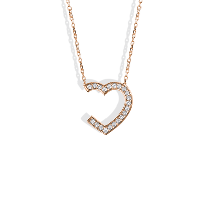 Hollow Stone Frame Heart Necklace 14K Gold / Silver