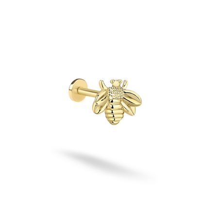 14K Gold Honey Bee Flatback Ear Piercing