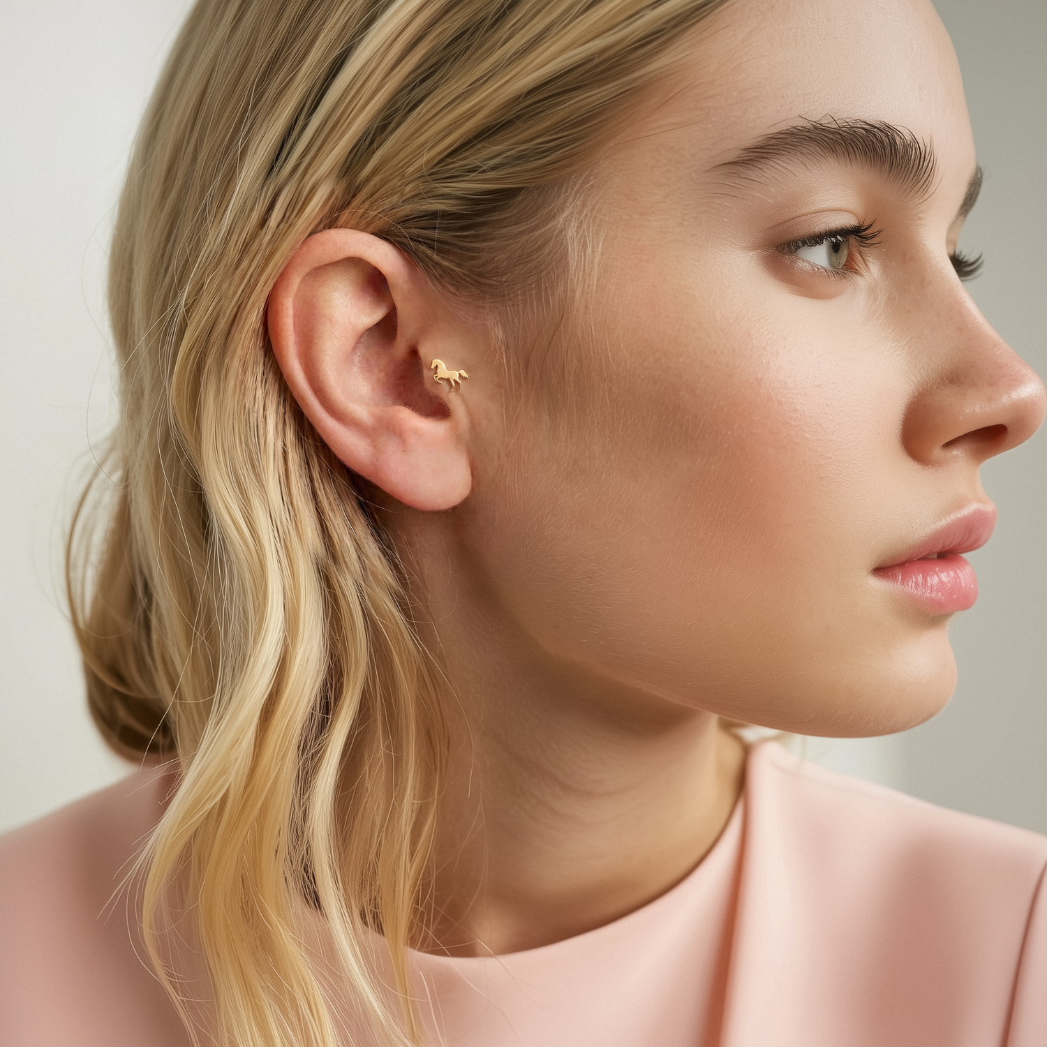 Horse Flatback Ear Piercing 14K Gold / Silver