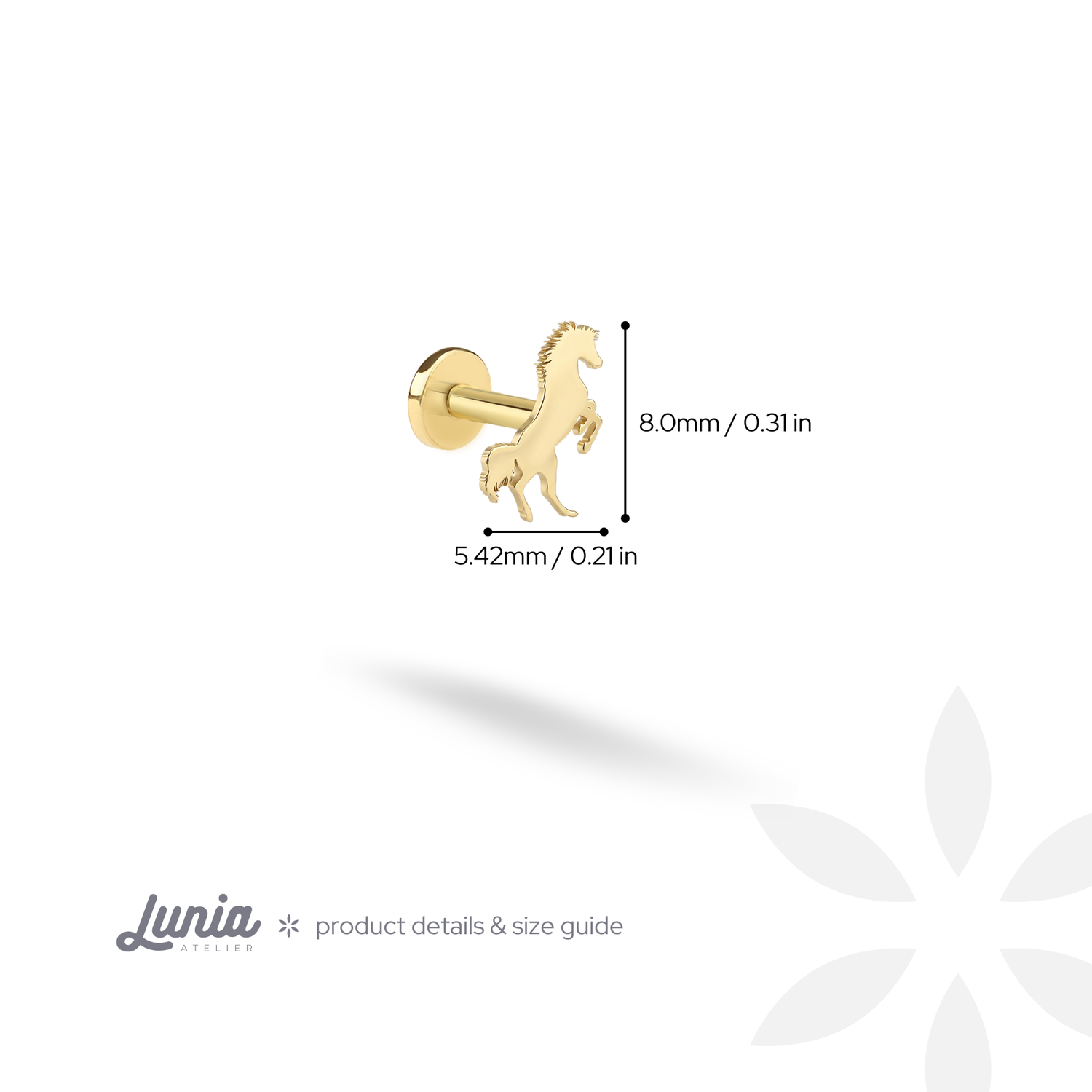 Horse Flatback Ear Piercing 14K Gold / Silver