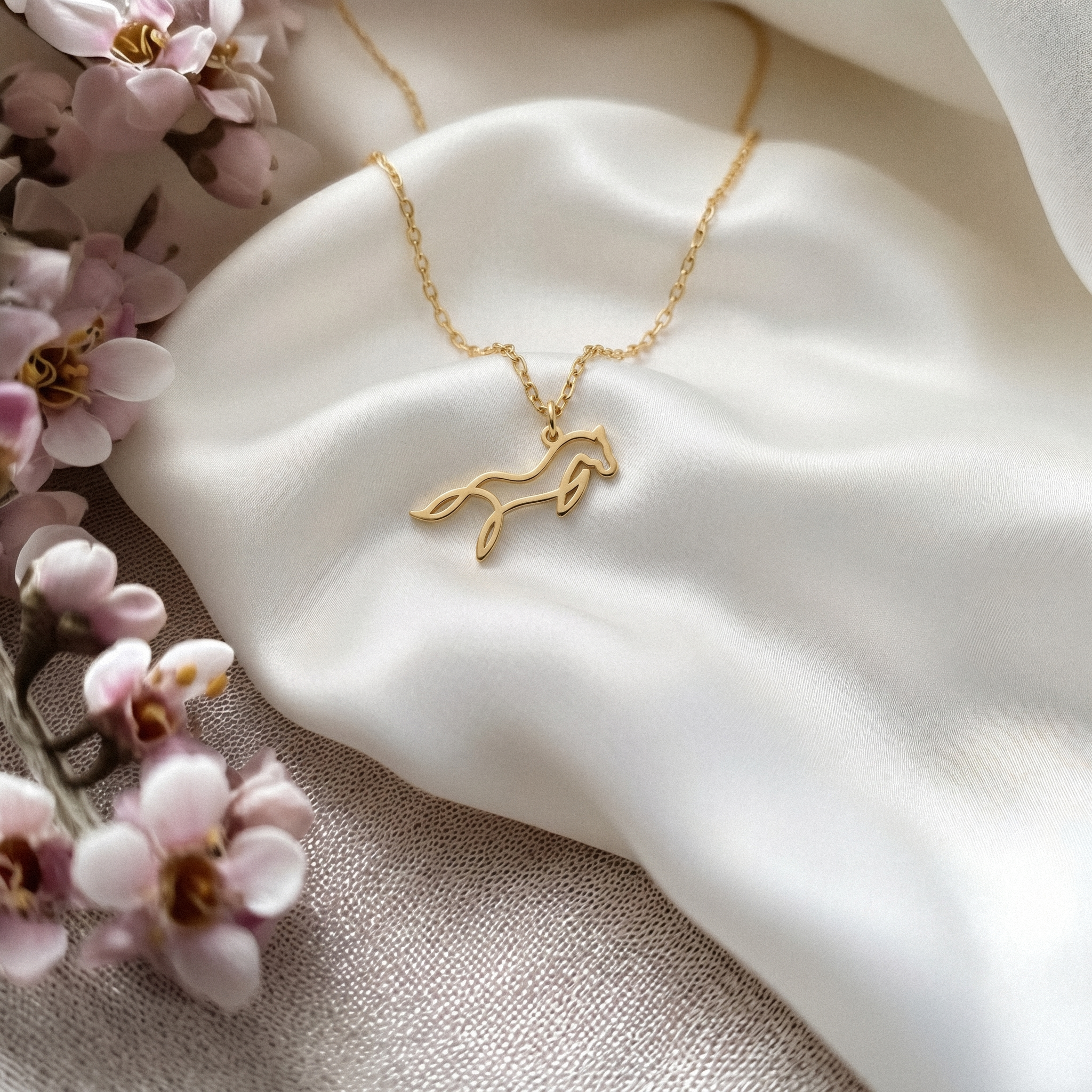 Horse Pendant Necklace 14K Gold / Silver