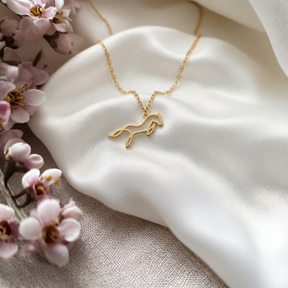 Horse Pendant Necklace 14K Gold / Silver