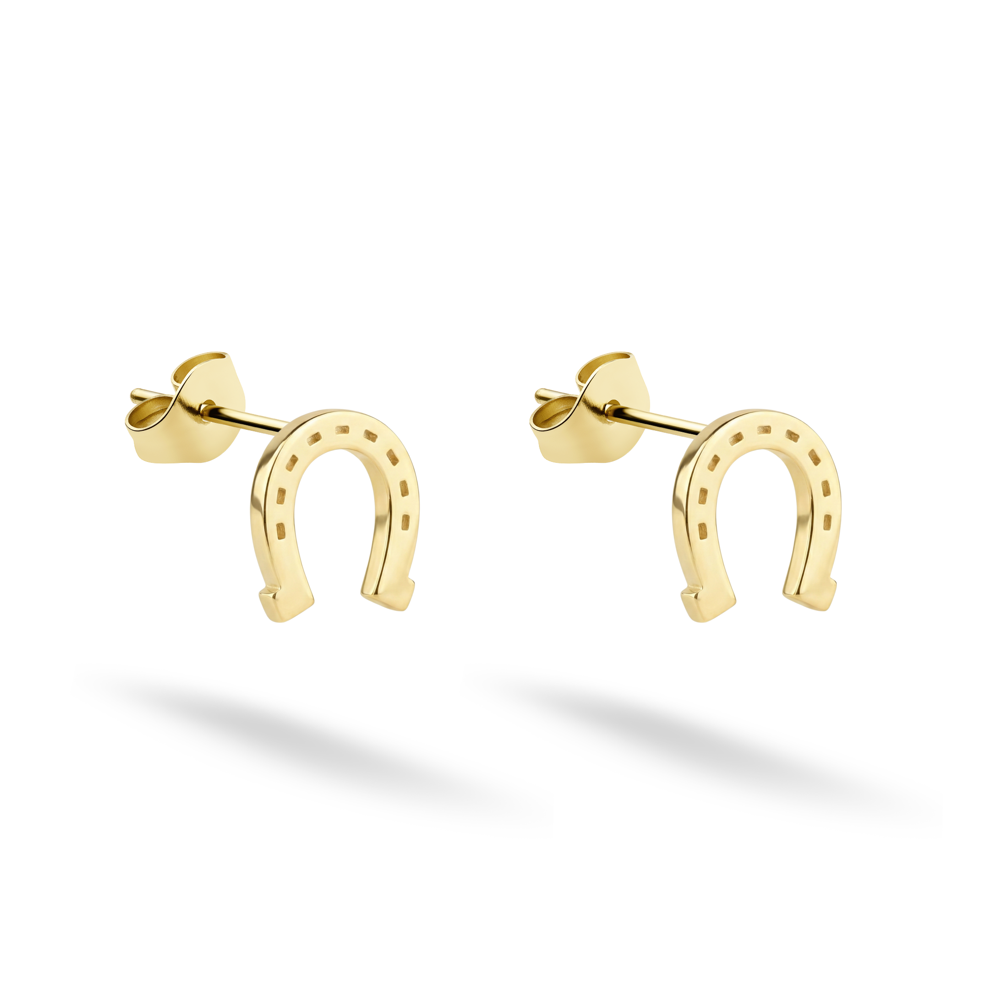 Horseshoe Earrings 14K Gold / Silver lucky earrings hand crafted horseshoe design close up