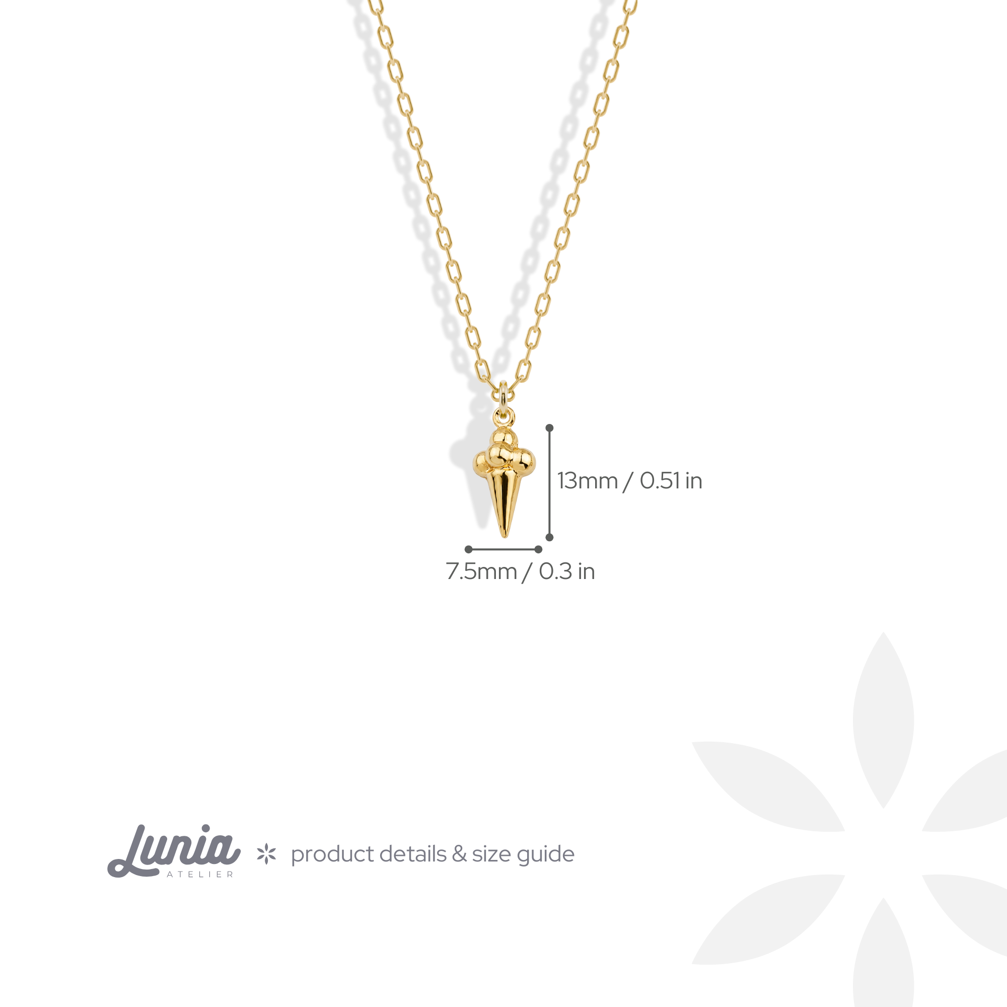 Ice Cream Pendant Necklace 14K Gold