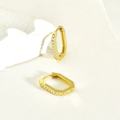 Infinity Angled Diamond Hoops Earrings 14K Gold