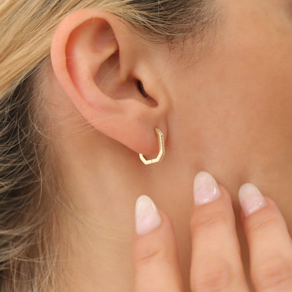 14K Gold Infinity Slant Diamond Hoops