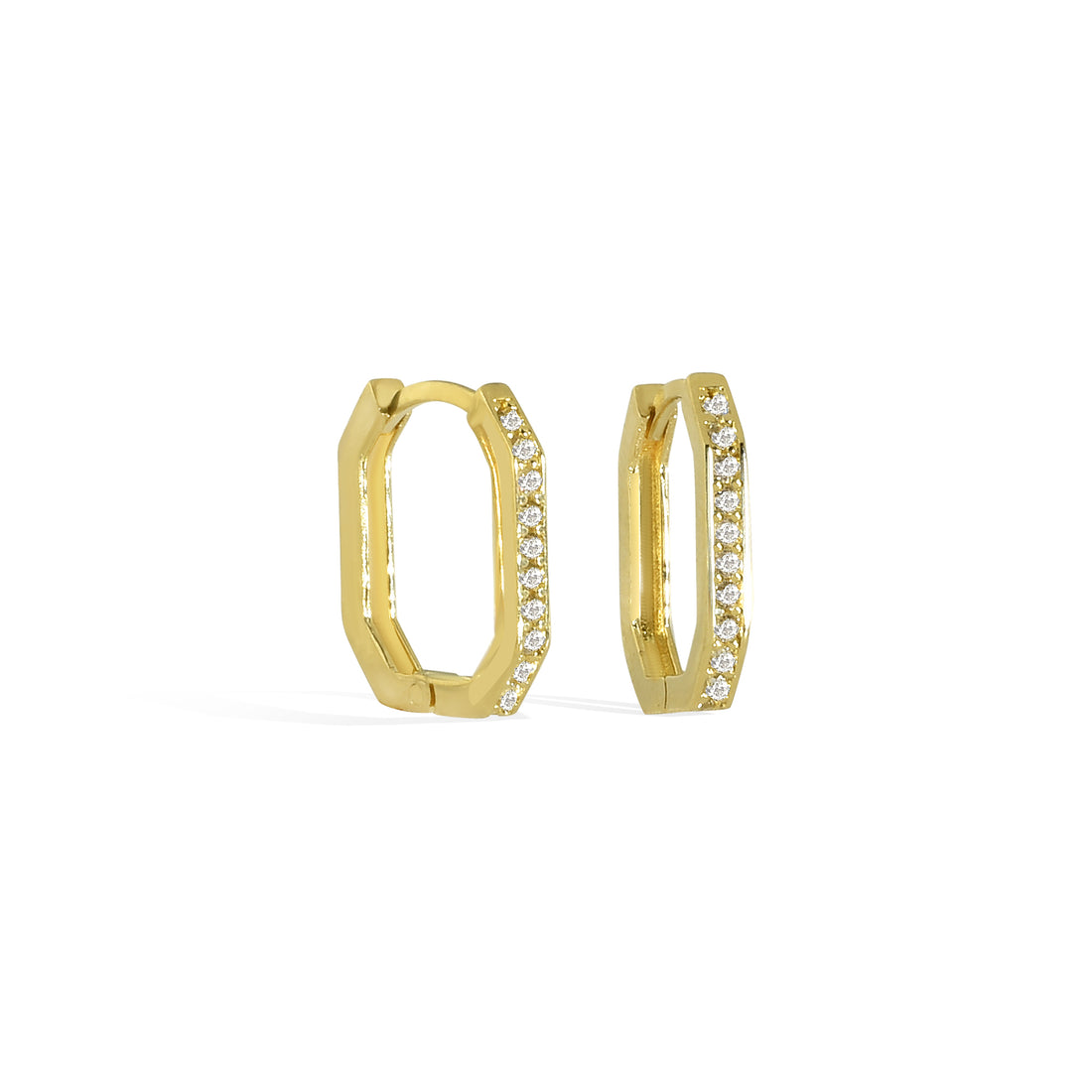 Infinity Angled Diamond Hoops Earrings 14K Gold		