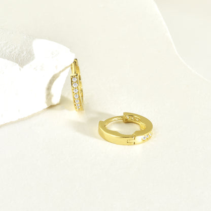 Infinity Huggie Diamond Hoops Earrings 14K Gold