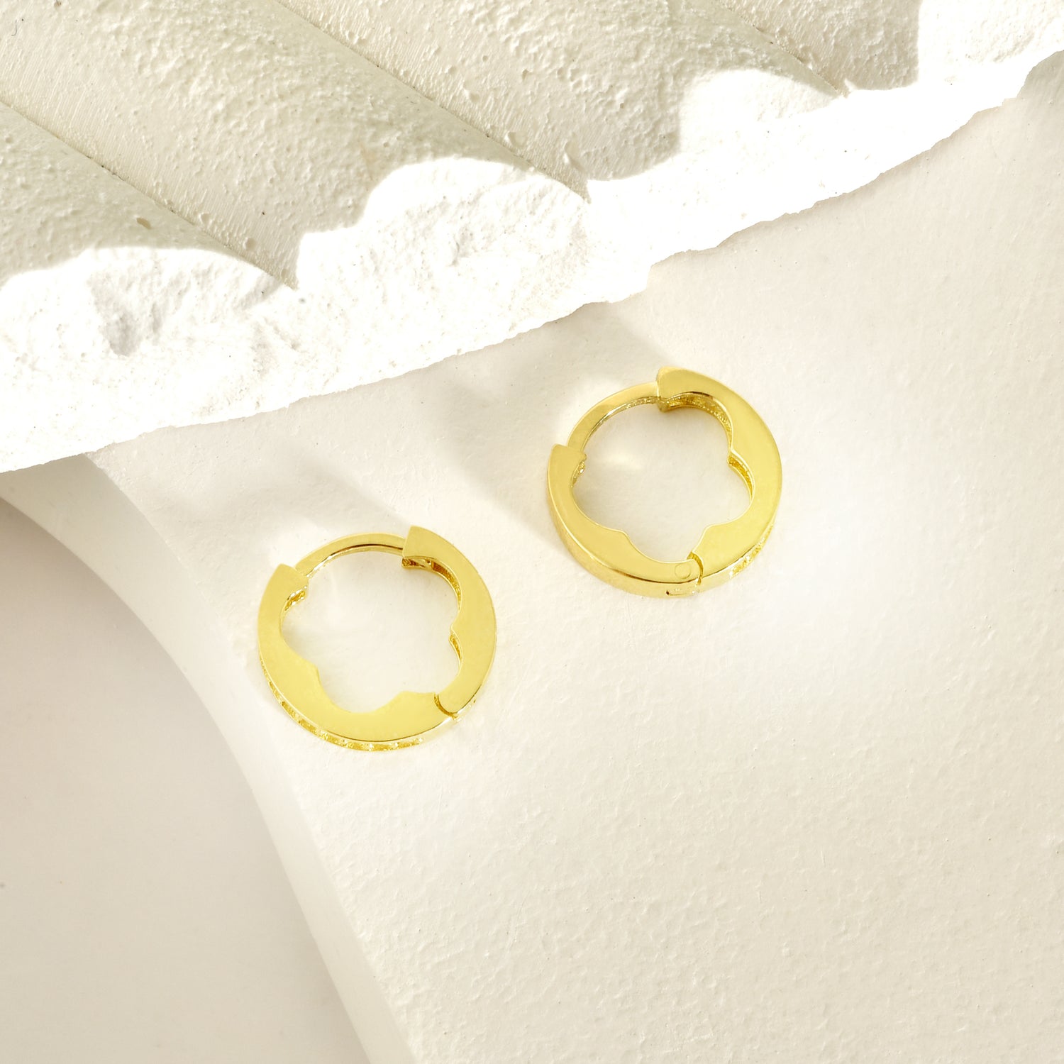 Infinity Huggie Diamond Hoops Earrings 14K Gold
