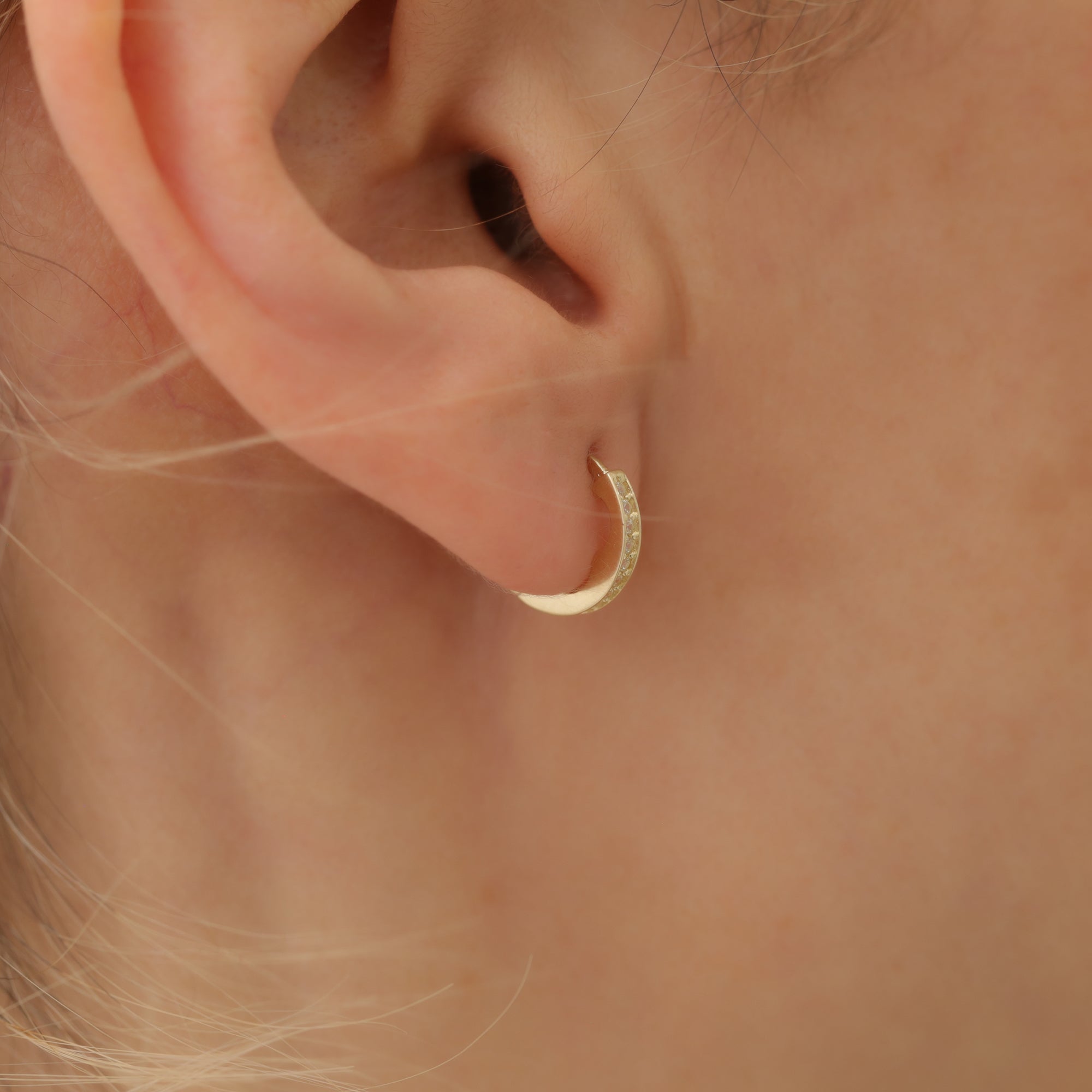 Infinity Huggie Diamond Hoops Earrings 14K Gold